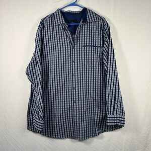 Twenty Eight Degrees Button Down Mens 1XL Blue White Grid Long Sleeve Shirt